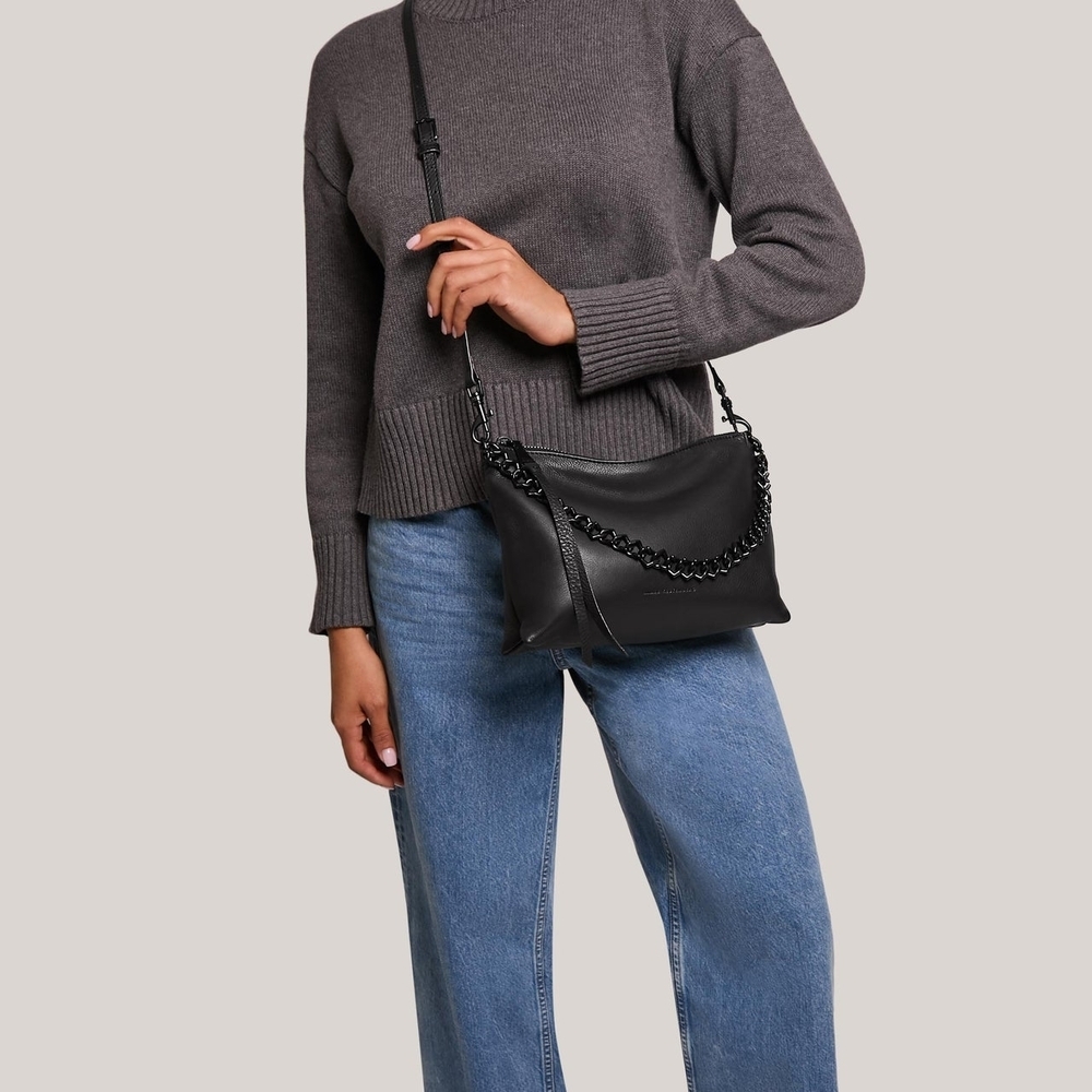 Aimee Kestenberg Black Leather Chain Crossbody